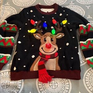Light up Reindeer Sweater for Holiday, Christmas. Size Small